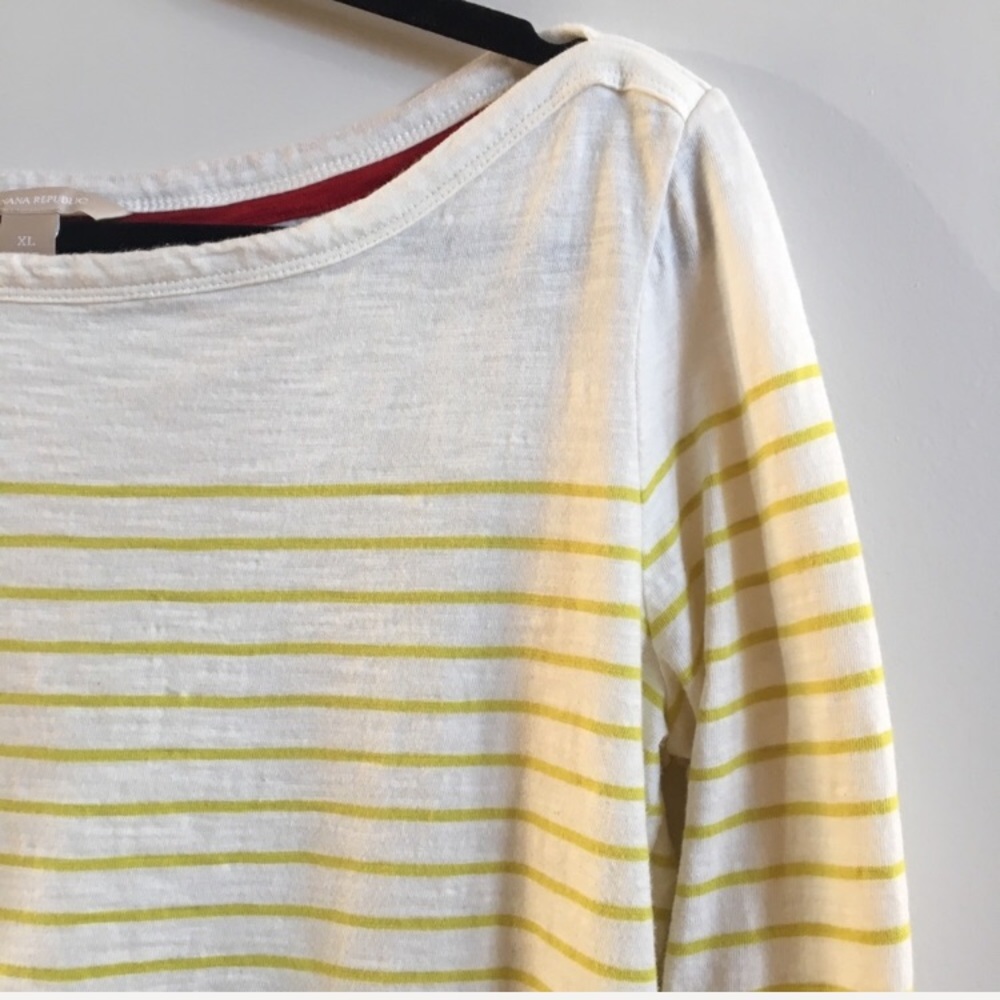 Banana Republic Shirt Boatneck Long Sleeve Stripe - Picture 3 of 8